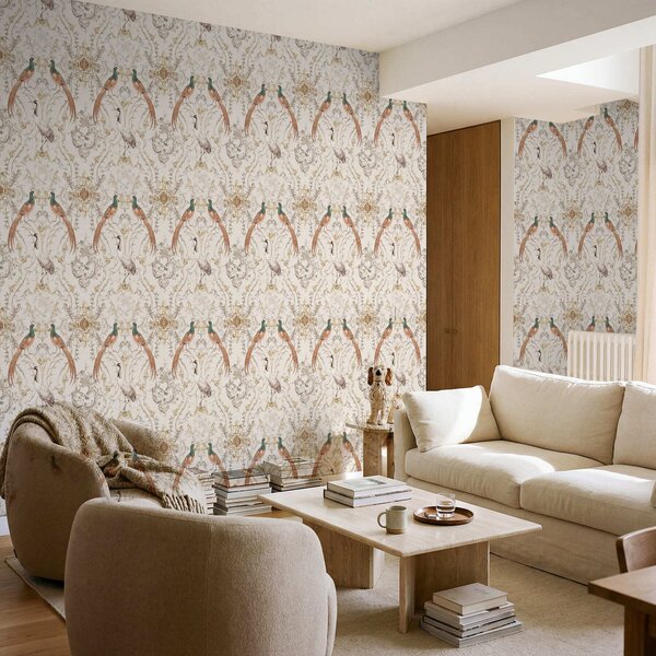 Tapet Model decorativ cu păsări și motive, Tapet animale, Tapet păsări, a01156 : Uwalls.ro