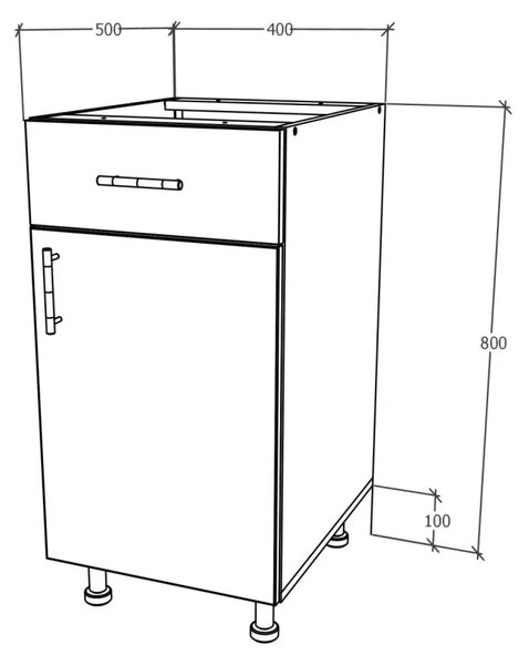 Corp haaus Karo, 1 Sertar, 1 Usa, Antracit/Alb, 40 x 50 x 80 cm