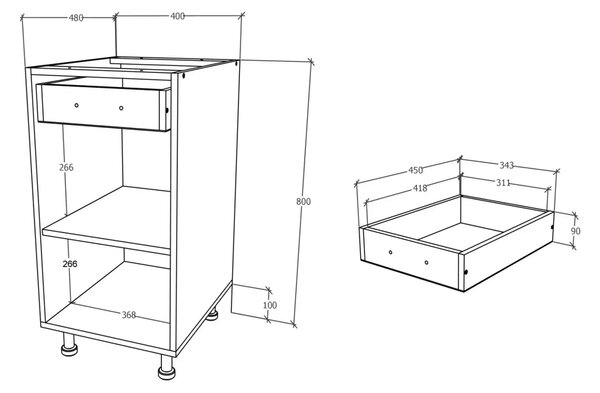 Corp haaus Karo, 1 Sertar, 1 Usa, Antracit/Alb, 40 x 50 x 80 cm