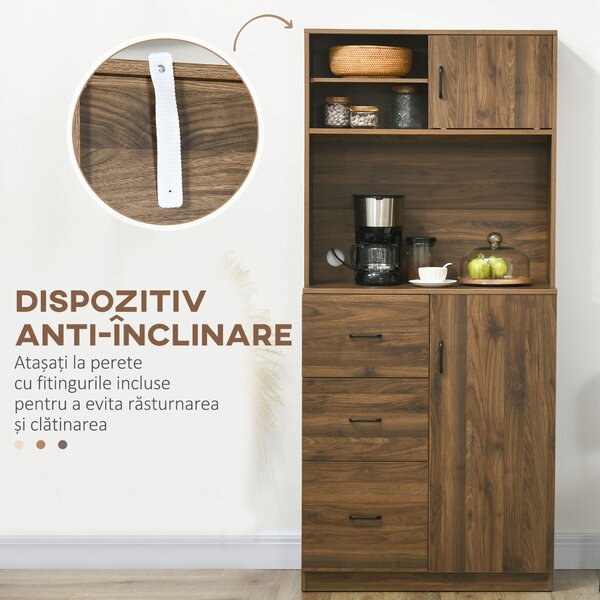 HOMCOM Dulap Modern cu 3 Sertare și Dulapioare, Mobilier de Cameră din Lemn, 80x40x178 cm, Alb | Aosom Romania