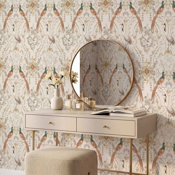 Tapet Model decorativ cu păsări și motive, Tapet animale, Tapet păsări, a01156 : Uwalls.ro
