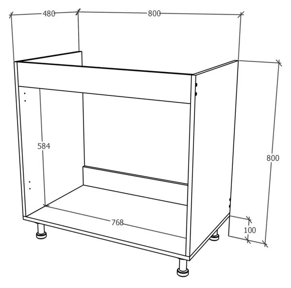 Set haaus Karo, Lemn Natural/Alb, 80 x 50 x 80 cm, Chiuveta Inox, Cuva dreapta, Baterie Flexibila