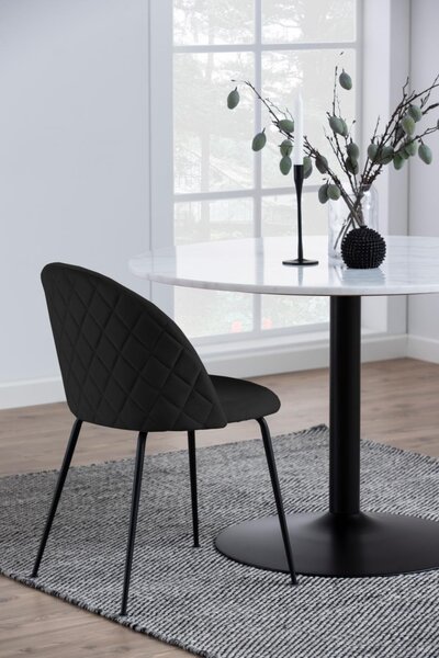 Scaun dining Louise, Negru, 80.5x49.5x54 cm