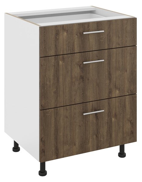 Corp haaus Karo, 3 Sertare, Stejar Bronz/Alb, 60 x 50 x 80 cm