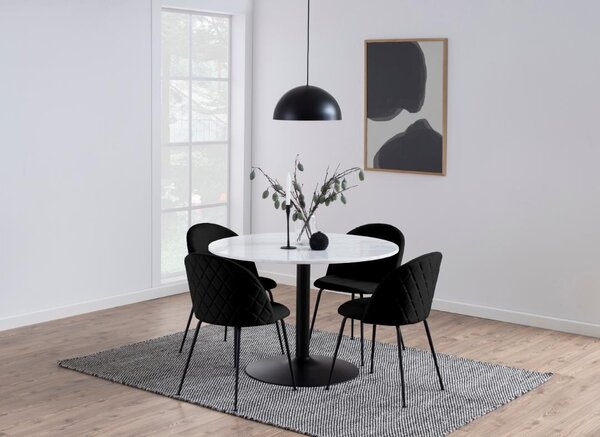 Scaun dining Louise, Negru, 80.5x49.5x54 cm