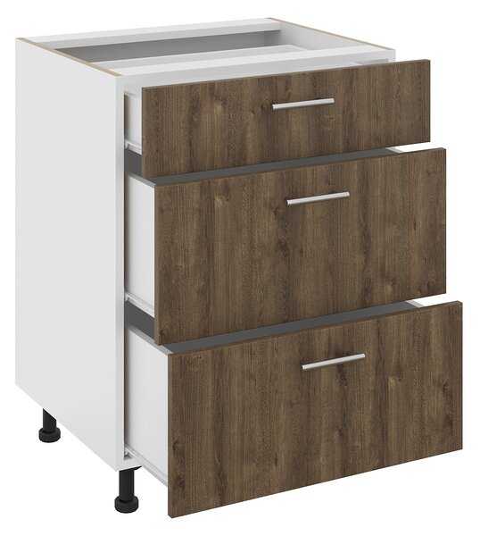 Corp haaus Karo, 3 Sertare, Stejar Bronz/Alb, 60 x 50 x 80 cm