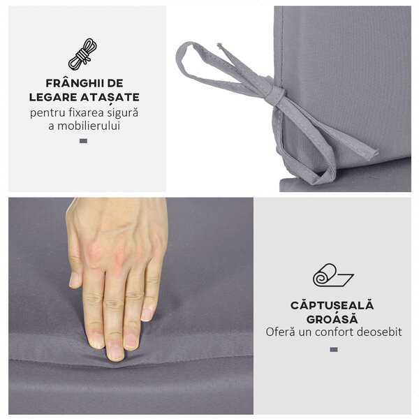 Perne pentru exterior Outsunny, spuma si poliester, 2 bucati 130x45x5 cm, gri inchis | Aosom Romania