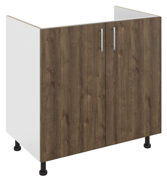 Set haaus Karo, Stejar Bronz/Alb, 80 x 50 x 80 cm, Chiuveta Inox, Cuva dreapta