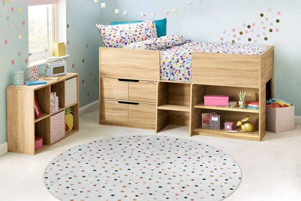 BAMBINO 47890 rotund covor lavabil Puncte pentru copii anti-alunecare - alb / maro