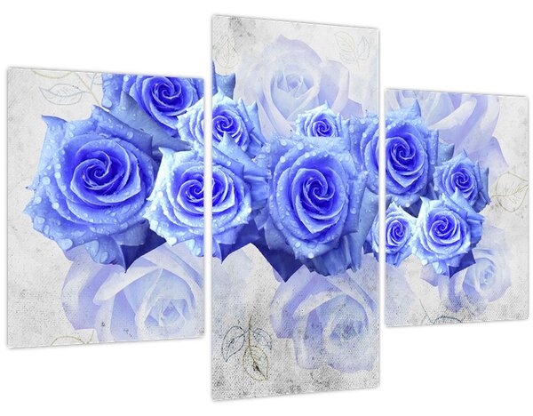 Tablou - Trandafiri albaștri (90x60 cm)