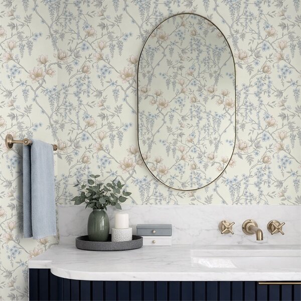 Tapet Model floral delicat, cu ramuri și flori, Tapet flori, a01159 : Uwalls.ro