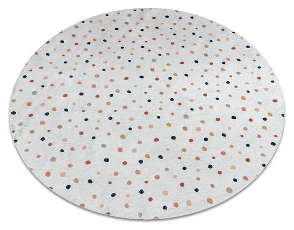 BAMBINO 47890 rotund covor lavabil Puncte pentru copii anti-alunecare - alb / maro