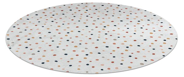 BAMBINO 47890 rotund covor lavabil Puncte pentru copii anti-alunecare - alb / maro