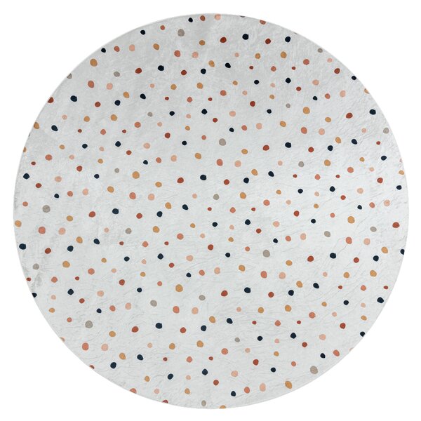 BAMBINO 47890 rotund covor lavabil Puncte pentru copii anti-alunecare - alb / maro