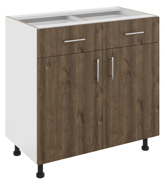 Corp haaus Karo, 2 Sertare, 2 Usi, Stejar Bronz/Alb, 80 x 50 x 80 cm