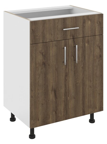 Corp haaus Karo, 1 Sertar, 2 Usi, Stejar Bronz/Alb, 60 x 50 x 80 cm