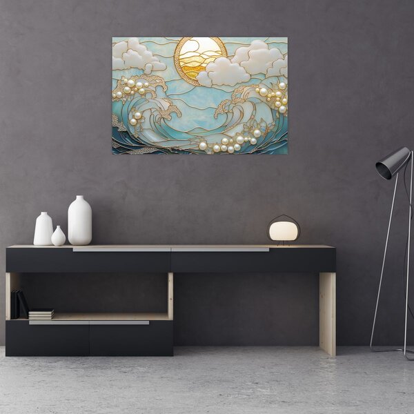 Tablou - Perle 3D în Ocean (90x60 cm)