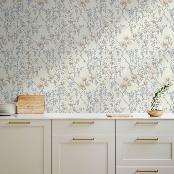 Tapet Model floral delicat, cu ramuri și flori, Tapet flori, a01159 : Uwalls.ro