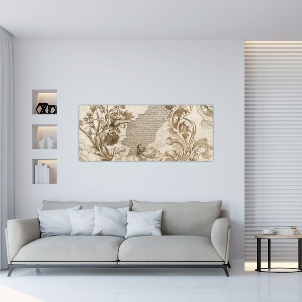 Tablou - Perete cu flori (120x50 cm)