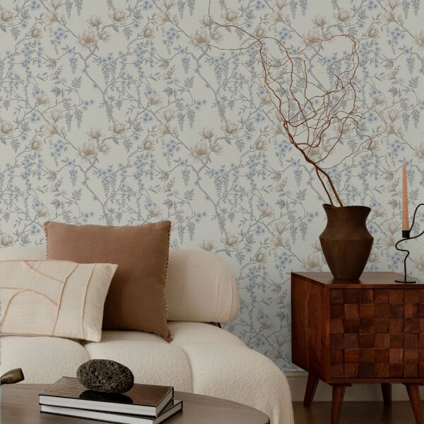 Tapet Model floral delicat, cu ramuri și flori, Tapet flori, a01159 : Uwalls.ro