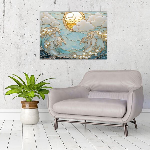 Tablou - Perle 3D în Ocean (70x50 cm)