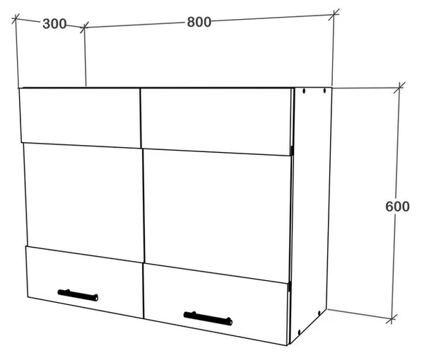Corp haaus Karo, 2 Usi, cu sticla, Gri Lucios/Alb, MDF, 80 x 30 x 60 cm