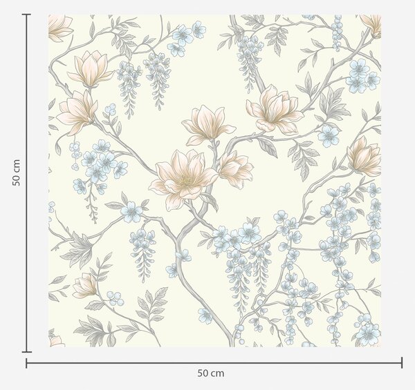 Tapet Model floral delicat, cu ramuri și flori, Tapet flori, a01159 : Uwalls.ro