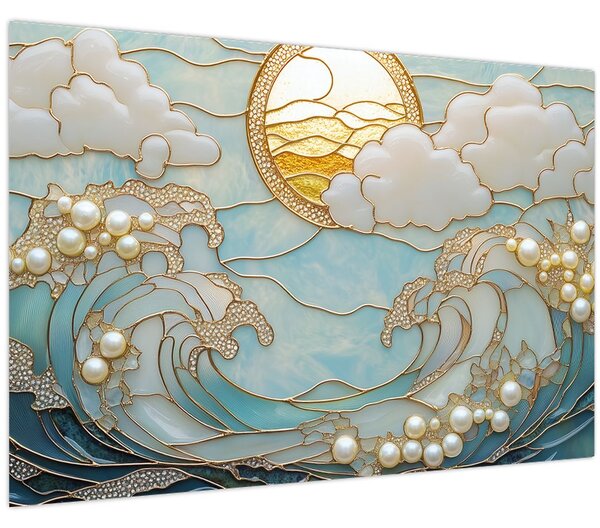 Tablou - Perle 3D în Ocean (90x60 cm)