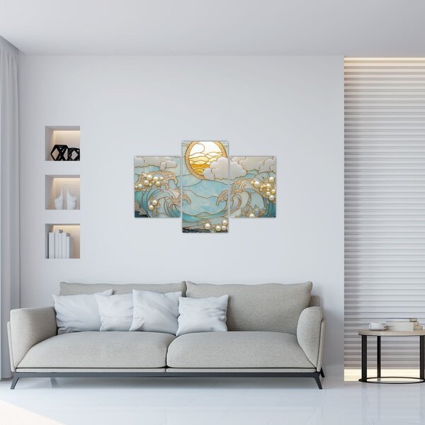 Tablou - Perle 3D în Ocean (90x60 cm)