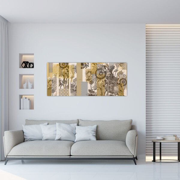 Tablou - Colaj cu floarea-soarelui (120x50 cm)