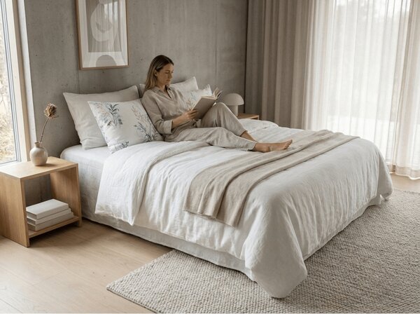 Fata de perna din microflanel VERDELLE 40x50 cm, alb-verde