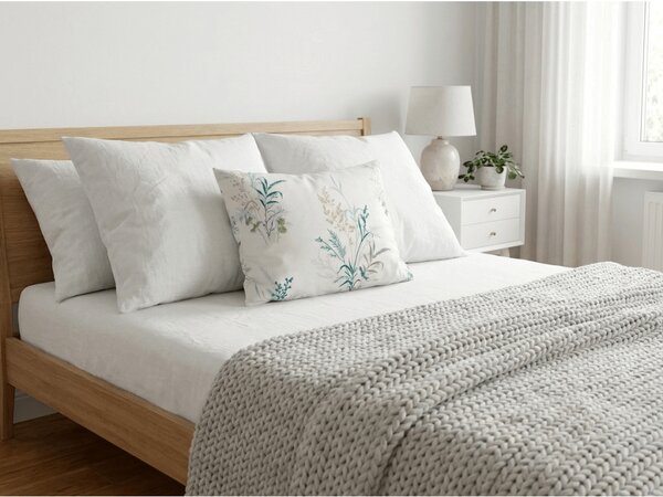 Fata de perna din microflanel VERDELLE 40x50 cm, alb-verde