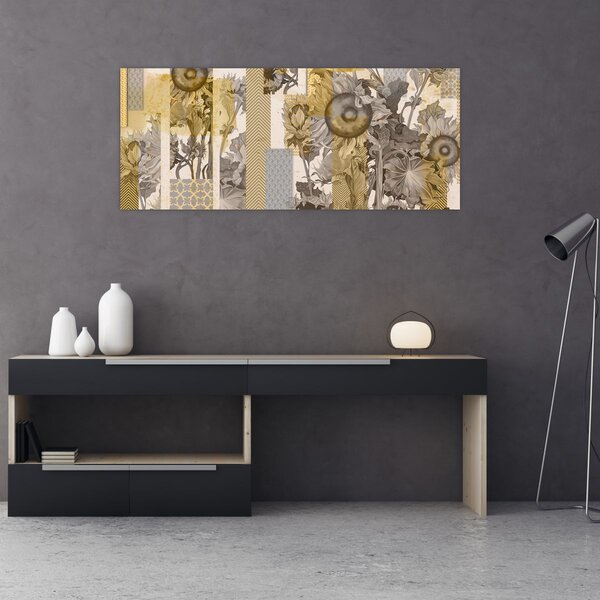 Tablou - Colaj cu floarea-soarelui (120x50 cm)