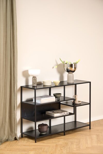 Biblioteca Seaford V1, Negru, 78x114x35 cm