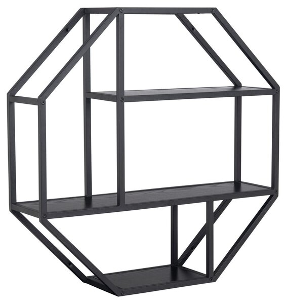 Raft de perete Seaford, Negru, 77x77x20 cm