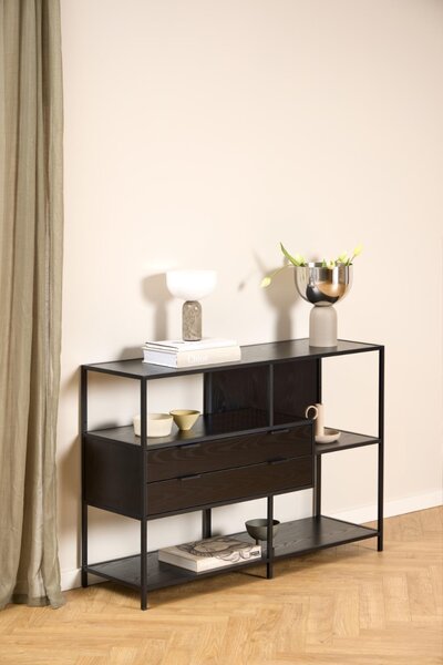 Biblioteca Seaford V2, Negru, 78x114x35 cm