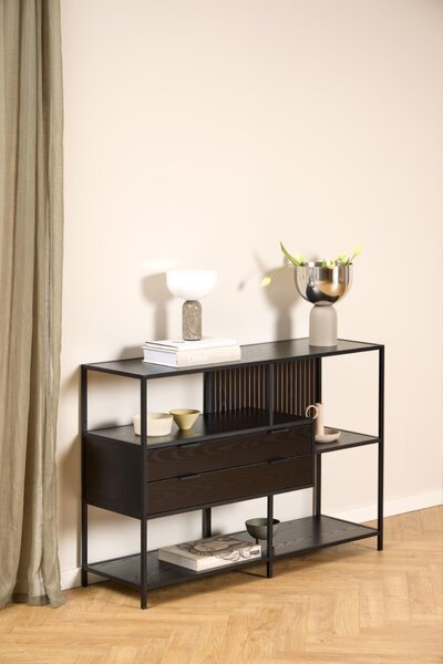 Biblioteca Seaford V2, Negru, 78x114x35 cm