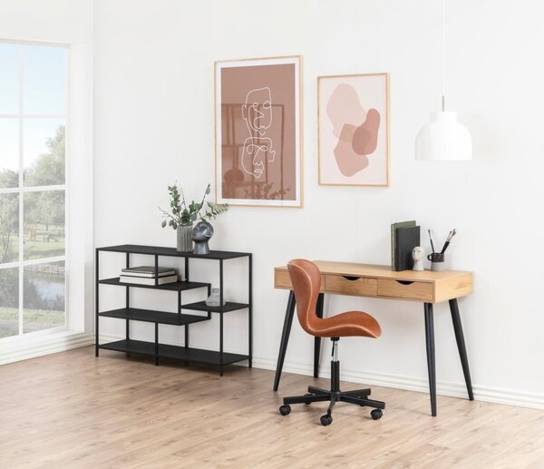 Biblioteca Seaford, Negru V1, 78x114x35 cm