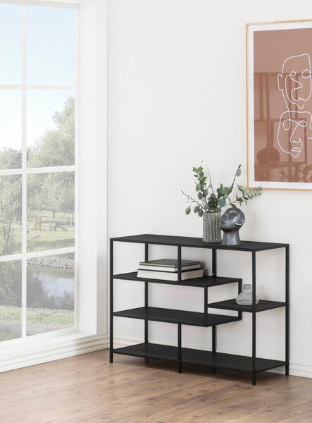 Biblioteca Seaford, Negru V1, 78x114x35 cm