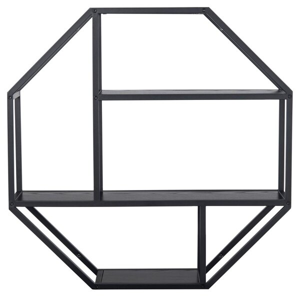 Raft de perete Seaford, Negru, 77x77x20 cm