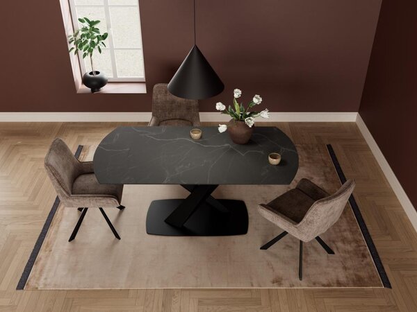 Masa dining Morella, Negru, 77x180x90 cm