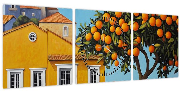 Tablou - Portocal (cu ceas) (90x30 cm)