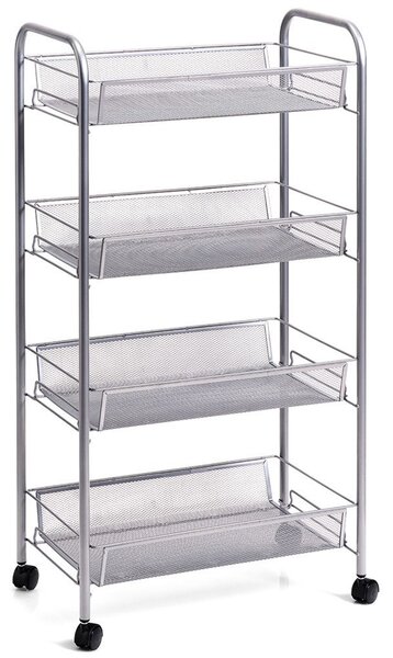 Organizator universal, suport cu roți, plasă de oțel, depozitare pe 4 niveluri, ZELLER