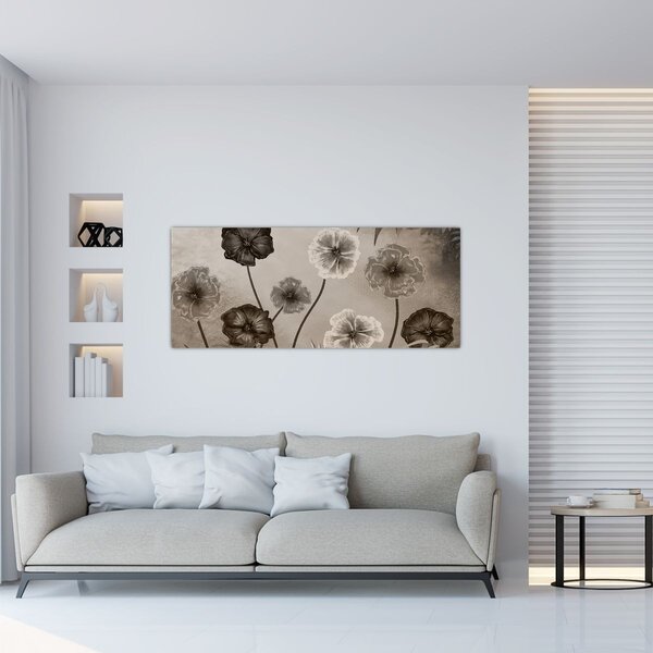 Tablou - Flori desenate (120x50 cm)