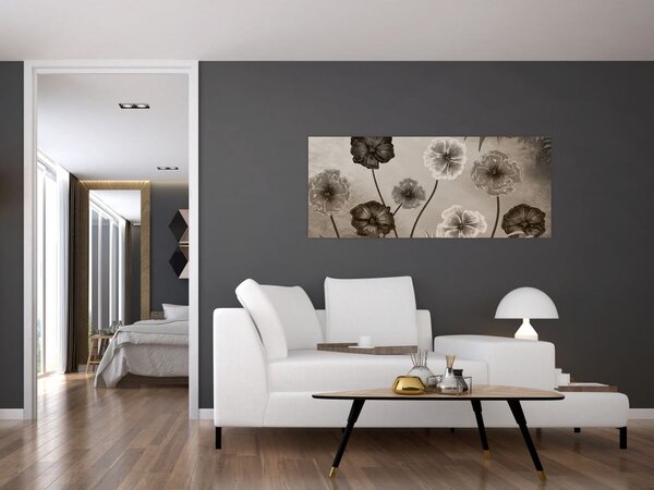 Tablou - Flori desenate (120x50 cm)