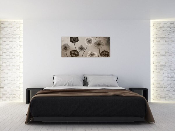 Tablou - Flori desenate (120x50 cm)