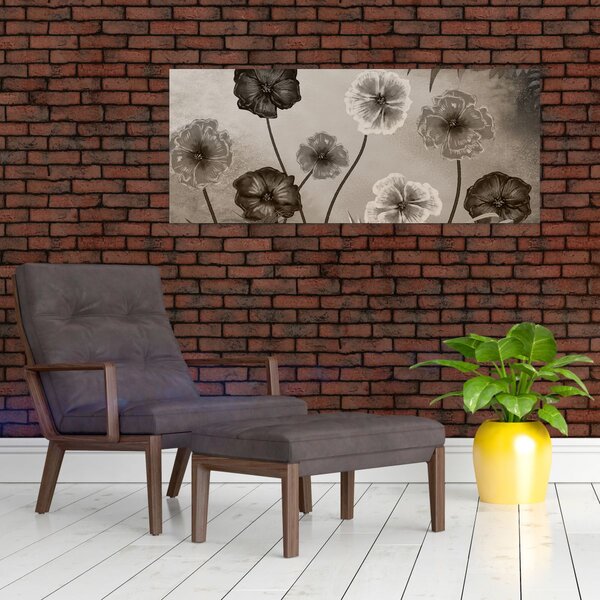 Tablou - Flori desenate (120x50 cm)
