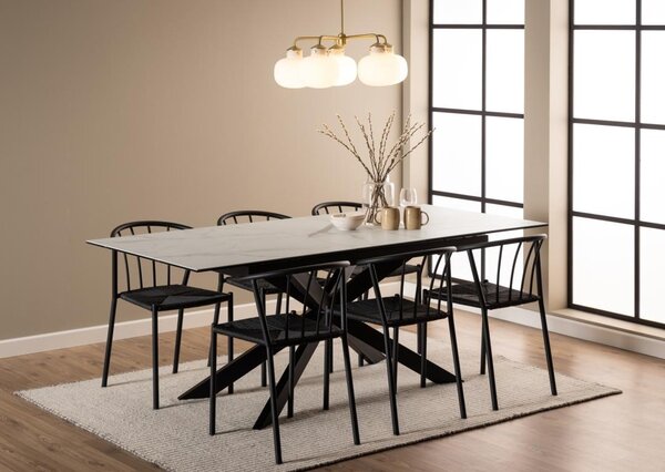 Masa dining Irwine, Alb, 76x210x90 cm