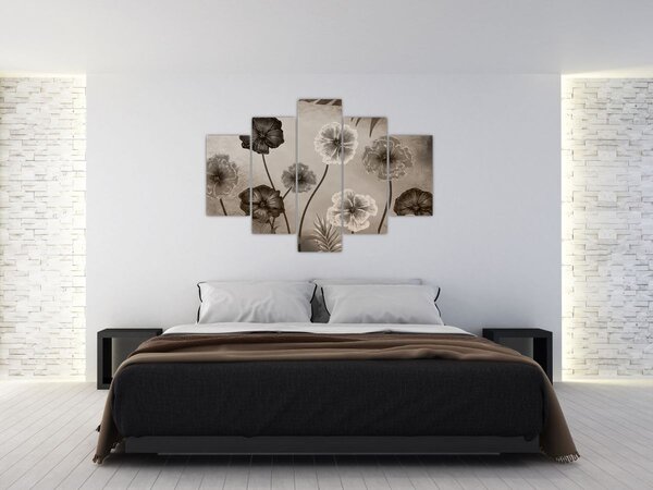 Tablou - Flori desenate (150x105 cm)