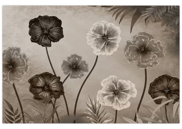 Tablou - Flori desenate (90x60 cm)